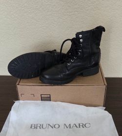 Womens Leather Bruno Marc Steve Madden Lace Up with Zipper Boots Size 8.5