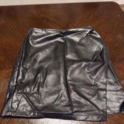 Cider Black Leather Skirt 