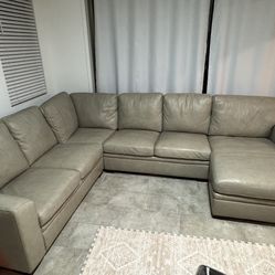 Leather 4 Piece Couch 140" U-Shaped Sectional