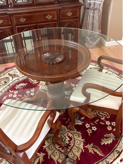 Antique Wood Dining table with 4 chairs