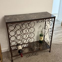 24-Bottle Wine Rack with Glass Holders & Storage Shelf