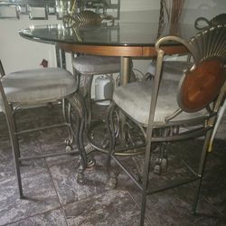 Tall Glass Pedestal Dining Table And Chairs