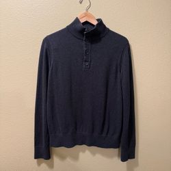 Men’s Large Banana Republic Gray 90% Cotton 10% Cashmere Pullover Button Sweater