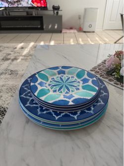 Blue Patterned Plates (not glass)