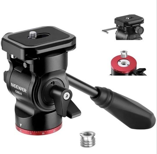 NEEWER Tripod Fluid Head With /-10° Leveling Base(⌀37), Etal Pan - View #13