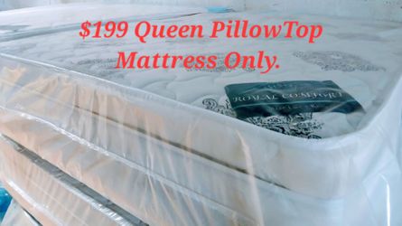 $199 Queen PillowTop Mattress Only.  Brand New.  Free Delivery Same-day