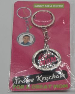 Frame Keychain Photo Insert Best Mom Pink Silver