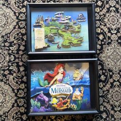 Beautiful set of two Walt Disney 3D shadow box framed wall art pieces.
