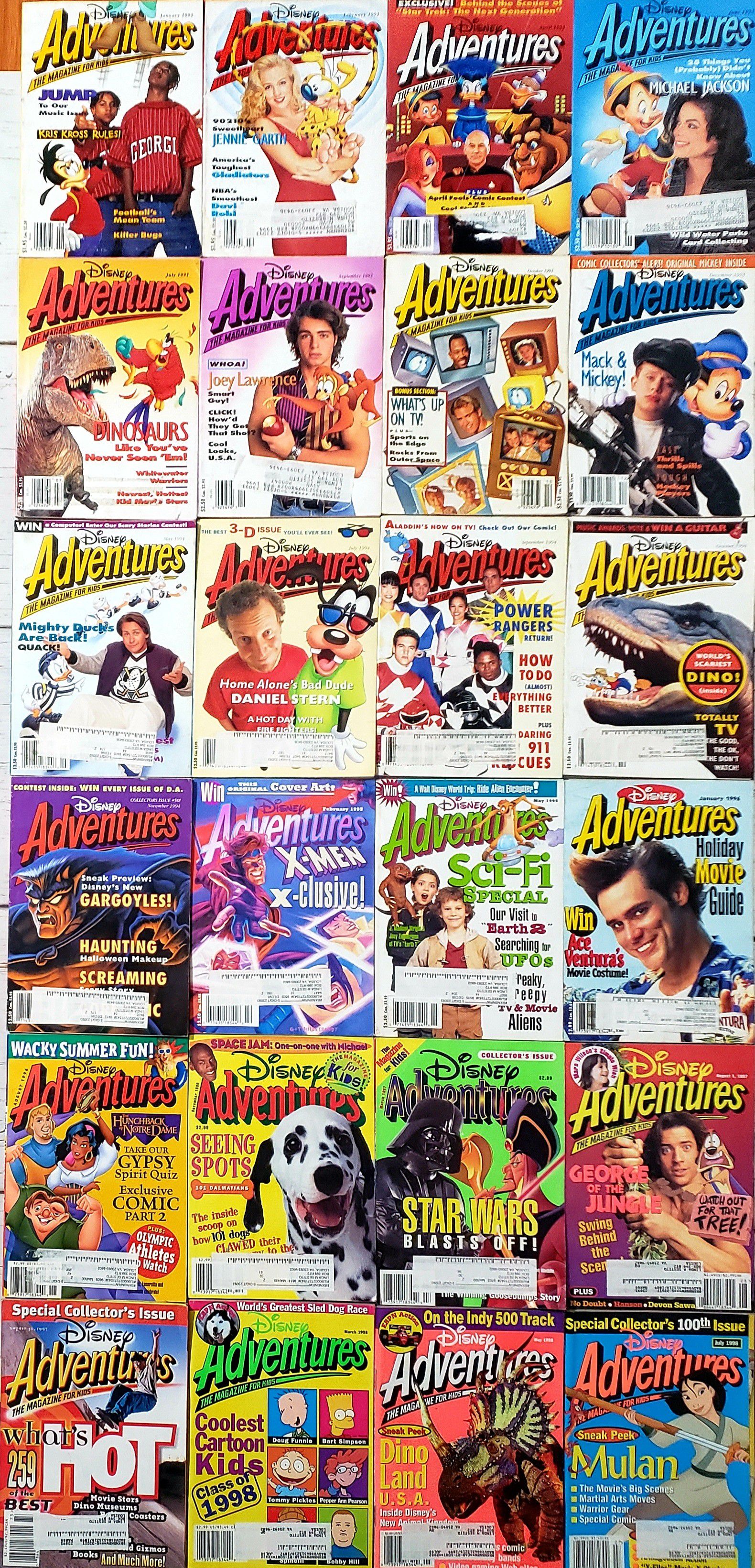 Disney Adventures Magazine Lot of 24 from 1993-1998 Vintage 90s Magazines