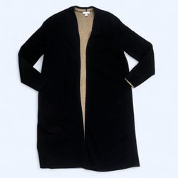 J.Jill Small Women’s Long Black Duster Cardigan Sweater Cotton Casual Tan