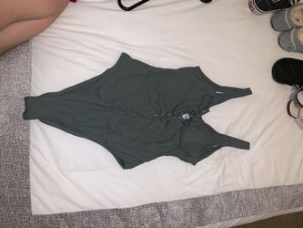 Green Bodysuit One piece Swim Suit scoop back