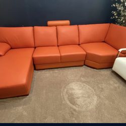 $1,250 Orange Leather Sofa