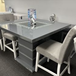 Gray Bar Table W/4 Free Chairs For Sale (new) We Deliver 