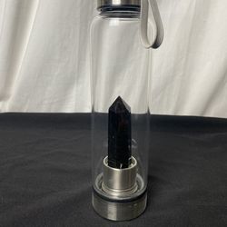 SOJI Pure Crystal Energy Glass Water Bottle Black Obsidian Healing Sold Out Rare ($94 Retail!)