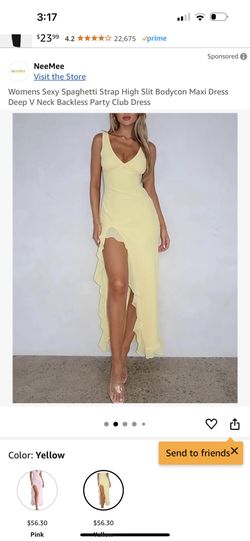 Amazon Yellow Body on Maxi Slit Dress Size M
