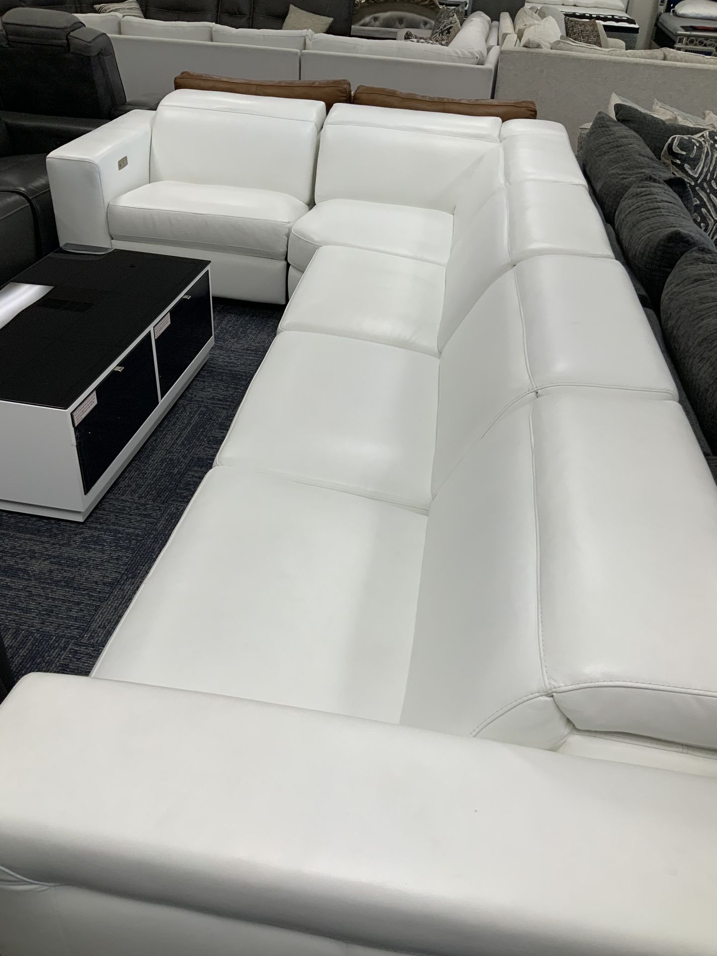 White Premium Italian Leather Couch