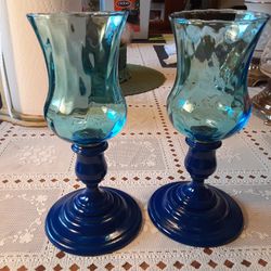 8,5 INCHES Tall, REALLY NEAT LOOKING BLUE CANDLE HOLDER 