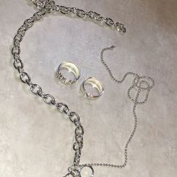 Silver Heart Necklace and 2 Claire’s Rings