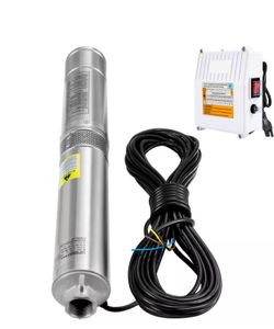 Deep Well Submersible Pump 3HP 230V/60H, 37GPM 640 ft. Head with 33 ft. Cord and External Control Box, Stainless Steel