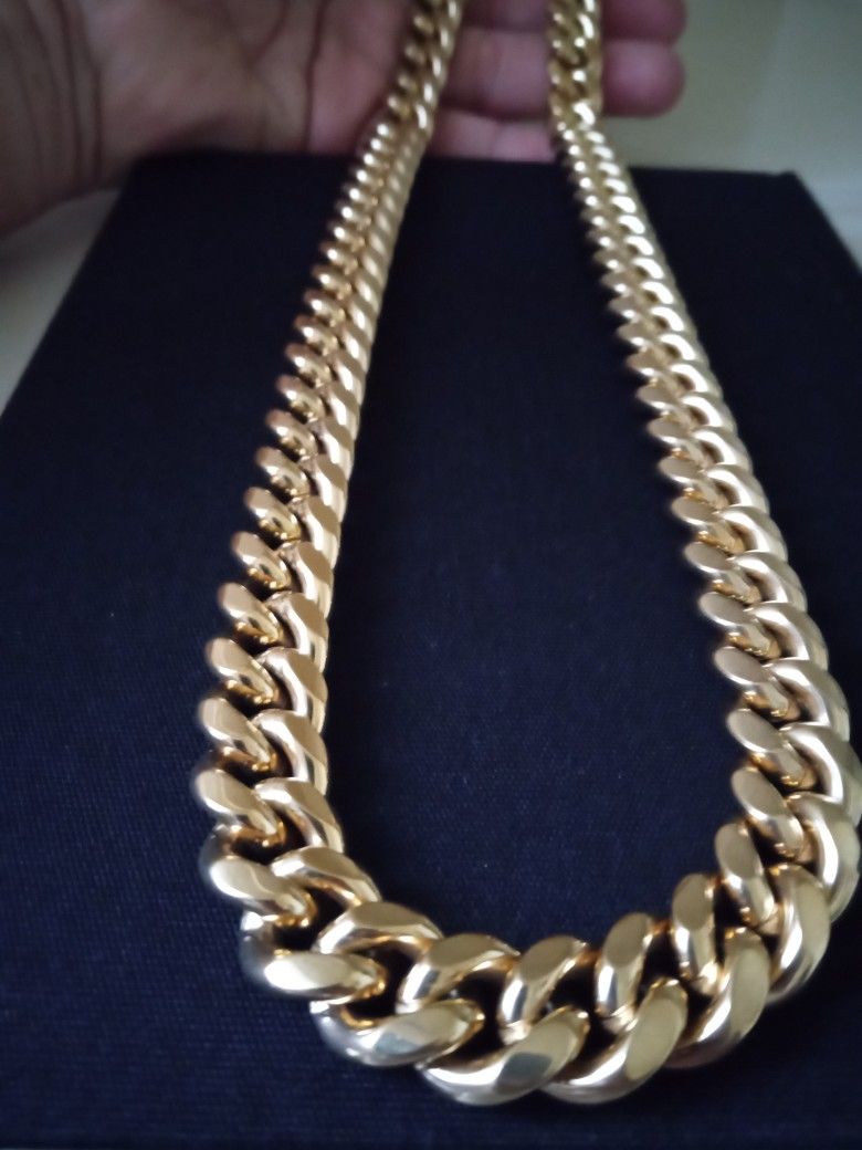 Gold 18k Plated Cuban Necklace Chain