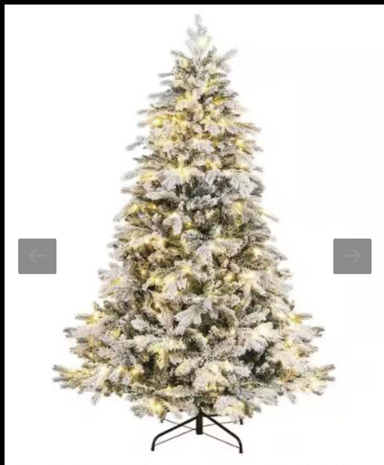 6ft Pre-Lit Snow Flocked Hinged Artificial Christmas Tree