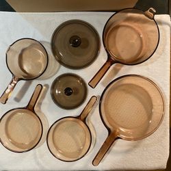 Vintage Corning Vision Amber Glass Cookware