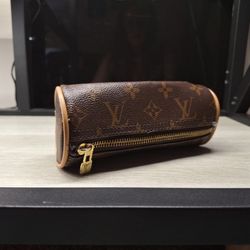 Louis Vuitton Leather Brown Pencil Case Monogram LV Logo