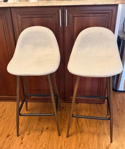 Set of 2 Modern Upholstered Bar Stools – Excellent Condition