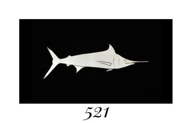 3.62" x 1.2" Handcrafted Large Solid Sterling Silver Swordfish Pin Brooch, signed