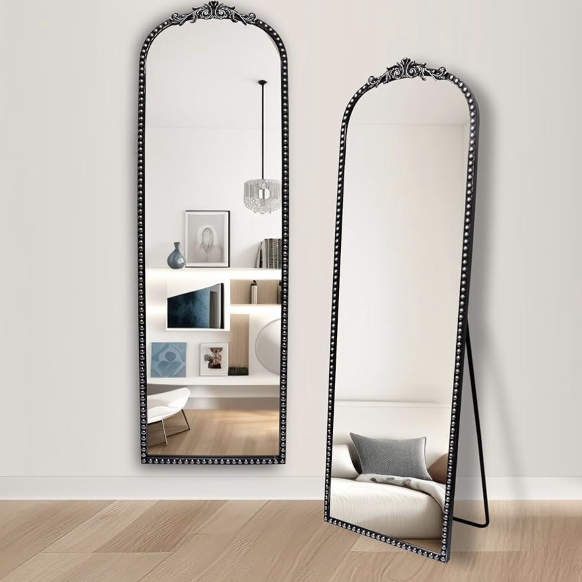 Full Length Mirror, Vintage Black 57.67''x18.1'' Full Body Floor Mirror w/Free Standing,Wall-Mounted or Leaning Against Wall for Bedroom, Living Room