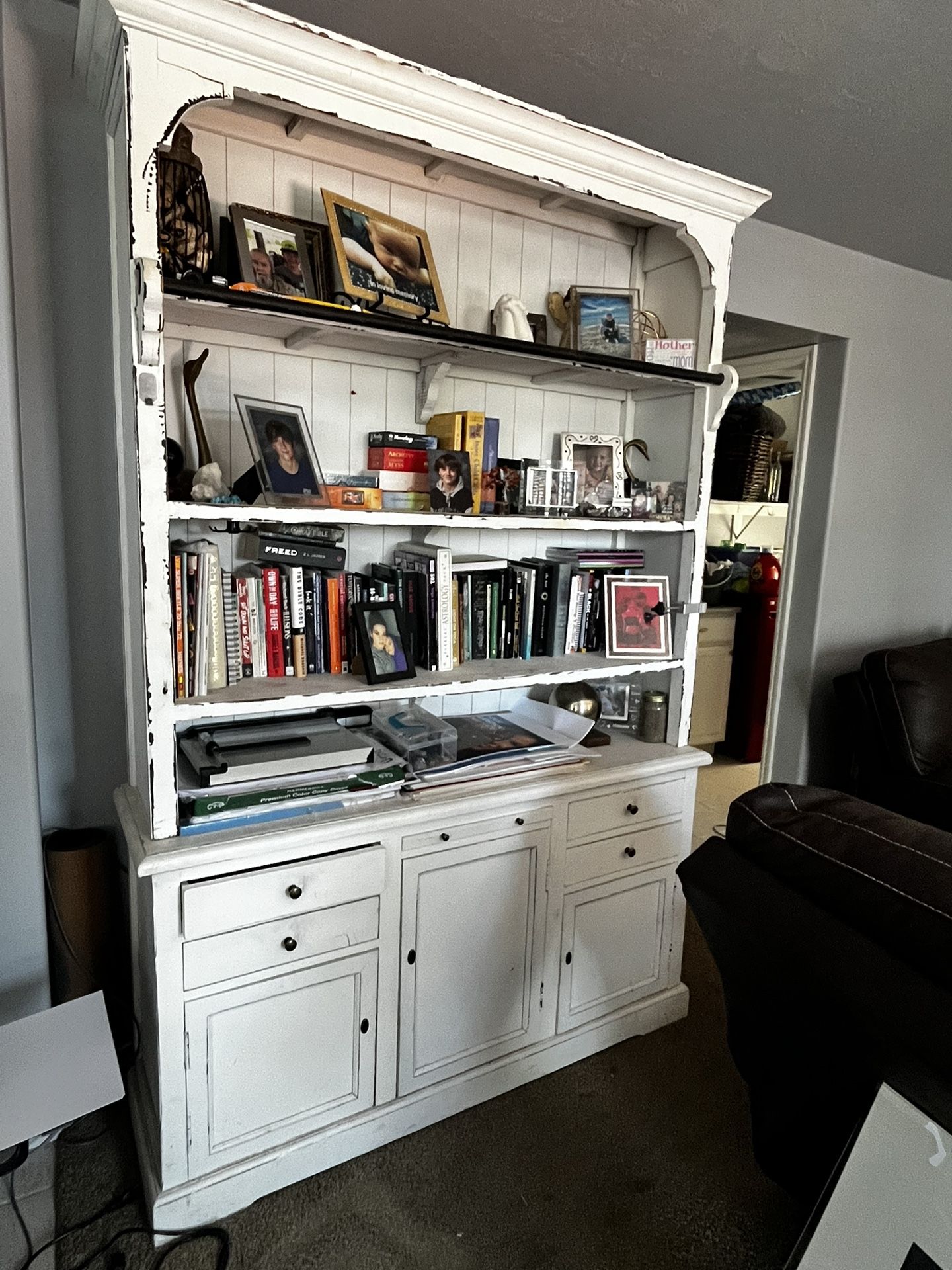 Antique white dresser shelf
