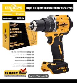Elecmaps Brushless Cordless Impact Drill (Tool Only)compatible with DeWALT battery