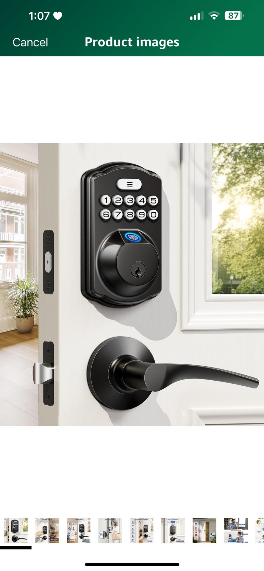 Fingerprint Door Lock with 2 Lever Handles - Keyless Entry Door Lock, Electronic Keypad Deadbolt, Digital Smart Code & Front Handle Sets, Auto-Locking