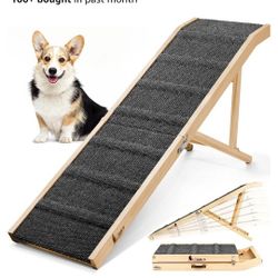 𝟐𝟎𝟐𝟓 𝐔𝐩𝐠𝐫𝐚𝐝𝐞𝐝 Dog Ramp for Bed, 64" Long Foldable Pet Ramp for Small Large Dogs, Dog Ramps for High Beds Car, High Traction with Platform 