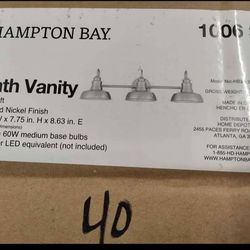Ha.pton bay elmcroft 3 Light Bathroom Vanity Light Fixture In brushed nickel