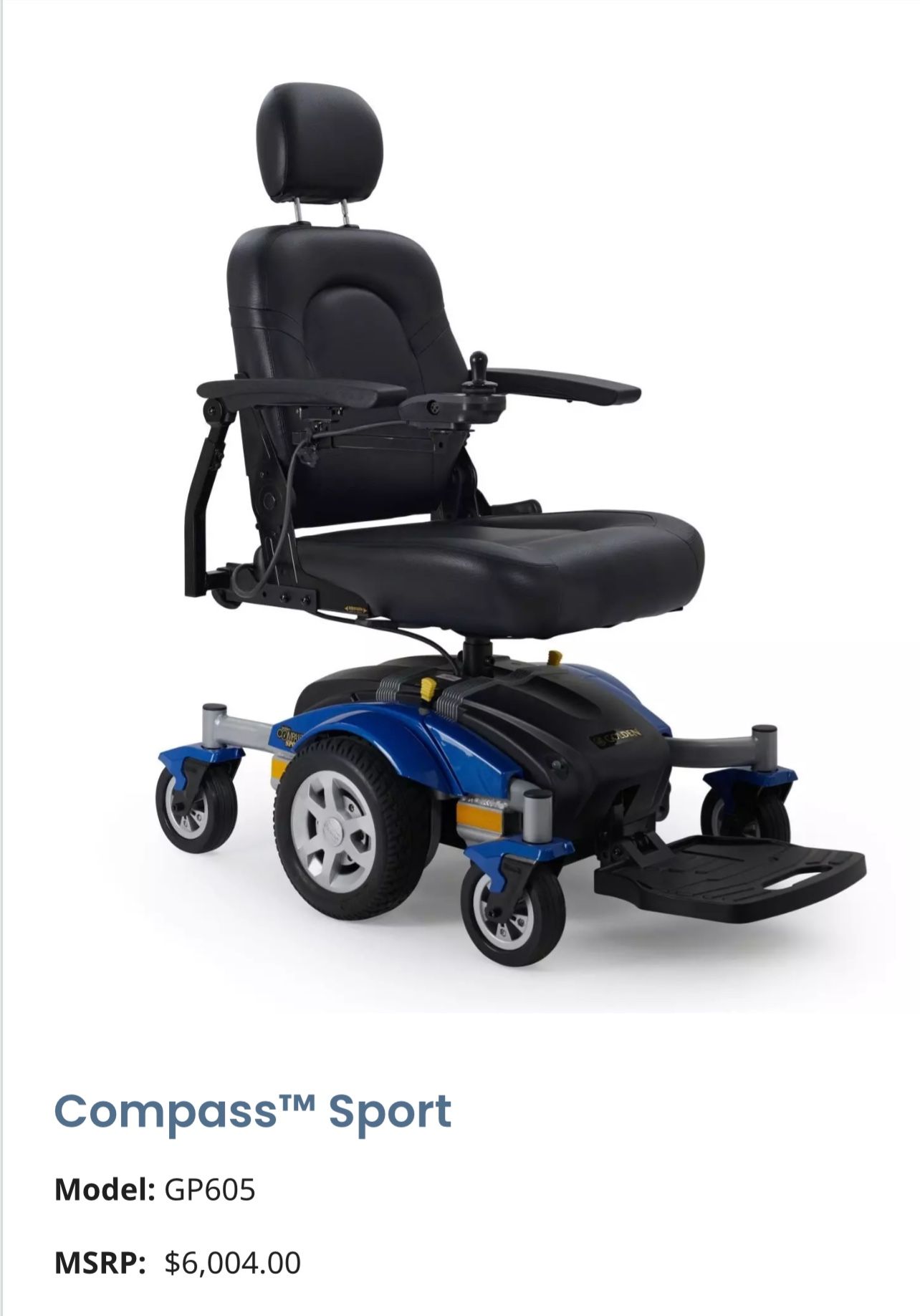 Golden Technologies Compass Sport Model #GP605 Power Wheelchair 