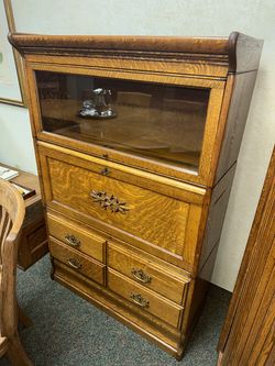 Combo Oak Lawyers Desk/Bookcase Stackable
