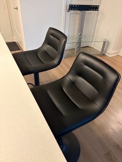 Black Leather Adjustable Bar Stools