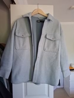 Zara Light Grey Wool Shacket