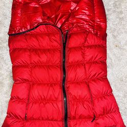 Athleta Red Downabout Women’s XS Puffer Vest Goose Down Full Zip Warm Pockets