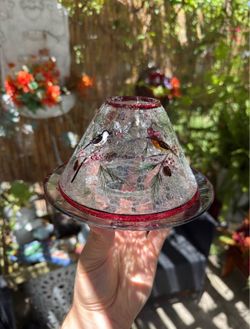 Yankee candle crackled glass 2 piece candle holder