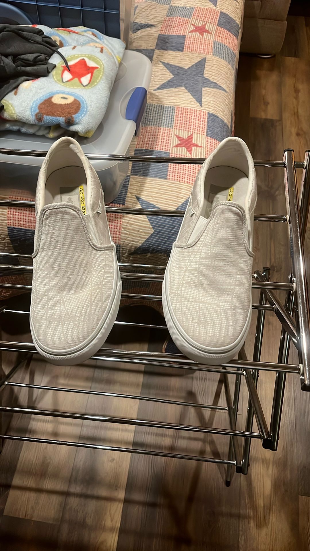 Women’s Off White Vans Slip On Sneakers Size 11