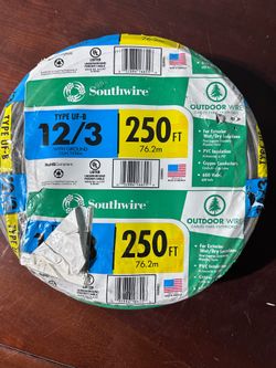 Southwire 250 ft 12/3 UF-B Copper Wire w/ Ground / Cable de Cobre para Entierro Directo
