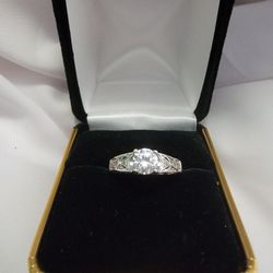 1/2 Carat Diamond (Kermentz 1940's-1950's) .925 Silver Ring 