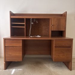Wooden Office Desk with Top Shelves