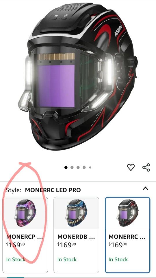 ANDELI Welding Helmet with 4 LED Light, Panoramic Large Viewing Screen 