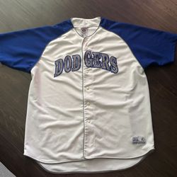 Vintage True Fan MLB Los Angeles LA Dodgers Button-up Jersey - White/Blue, Size XXL (50-52)