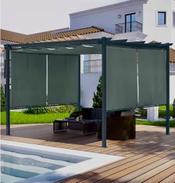 10 x 12 ft Outdoor Pergola with Retractable Shade Canopy
