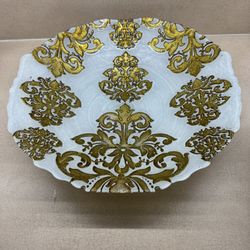 Red Pomegranate Palace Platter| Charger Plate, Cream Gold 