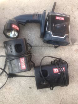 Ryobi flash light, radio and two charing ports OBO
